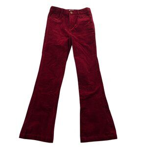 Unique Vintage Women Pants Medium Red Corduroy Flare Leg Preppy Y2K Casual Retro